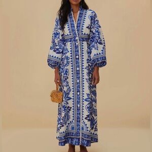 White/Blue Floral Farm Rio Dress- Worn Once